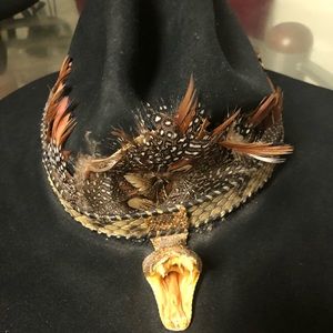 Resistol black cowboy hat with rattlesnake